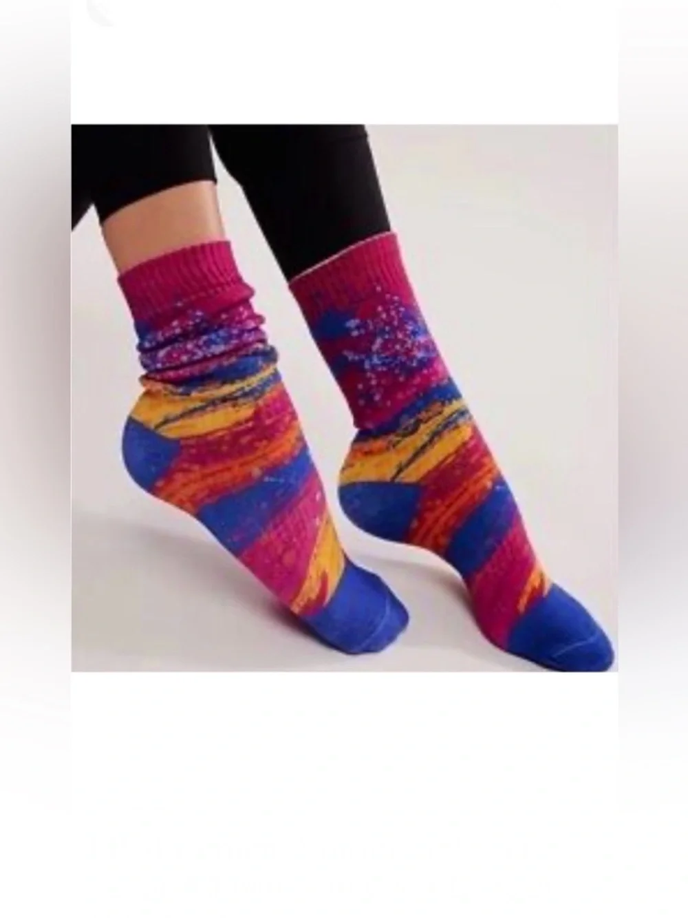 FP Movement Vibrant Splatter Surge Ribbed Knit Crew Length Hike Socks